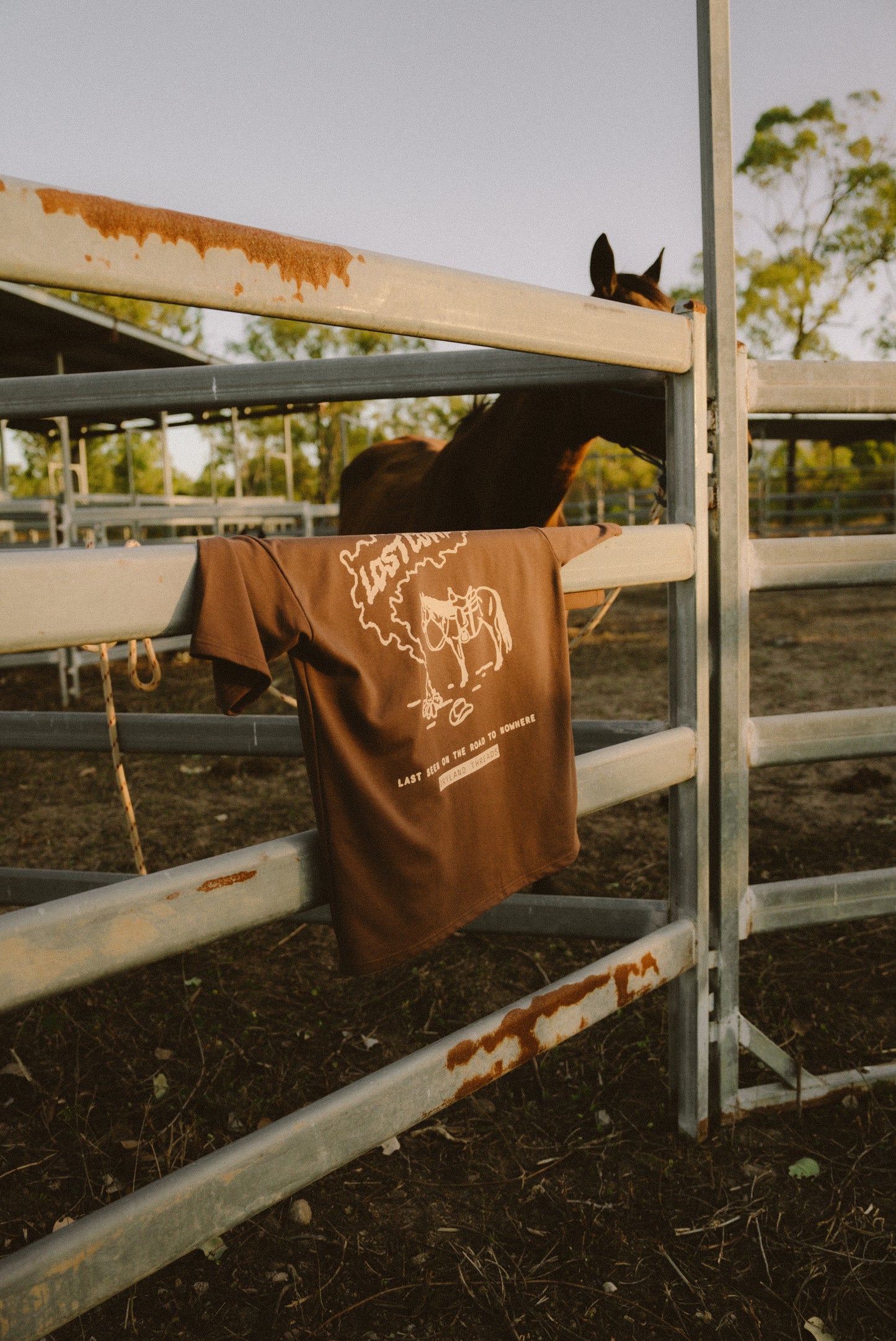 LOST COWBOY O/S Tee Brown