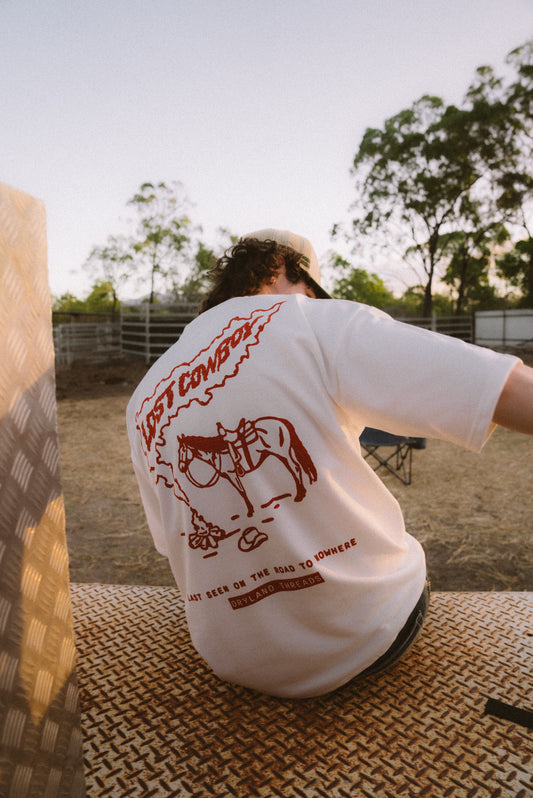 LOST COWBOY O/S Tee White