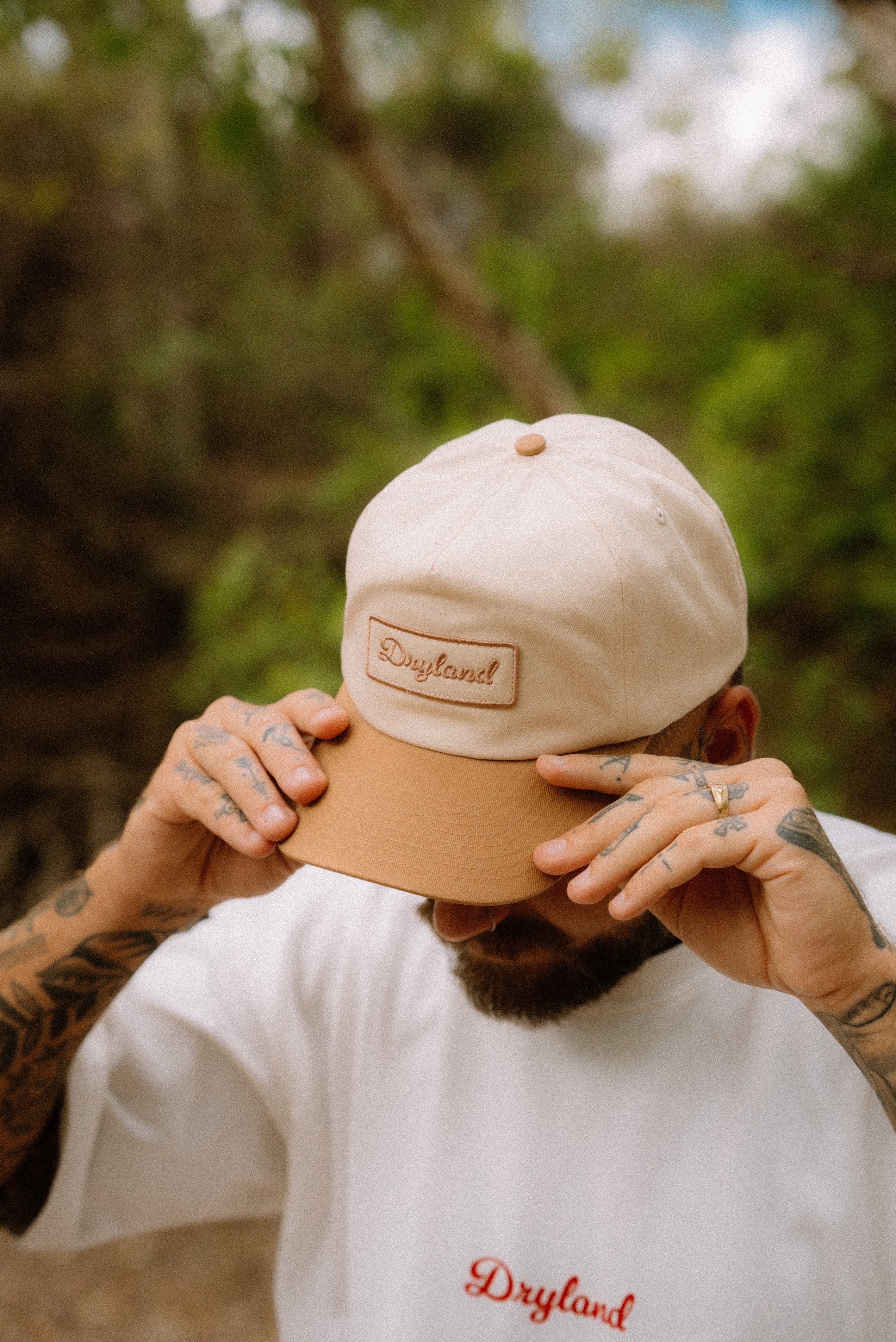 Embroidered Patch Tan/ Cream Snapback