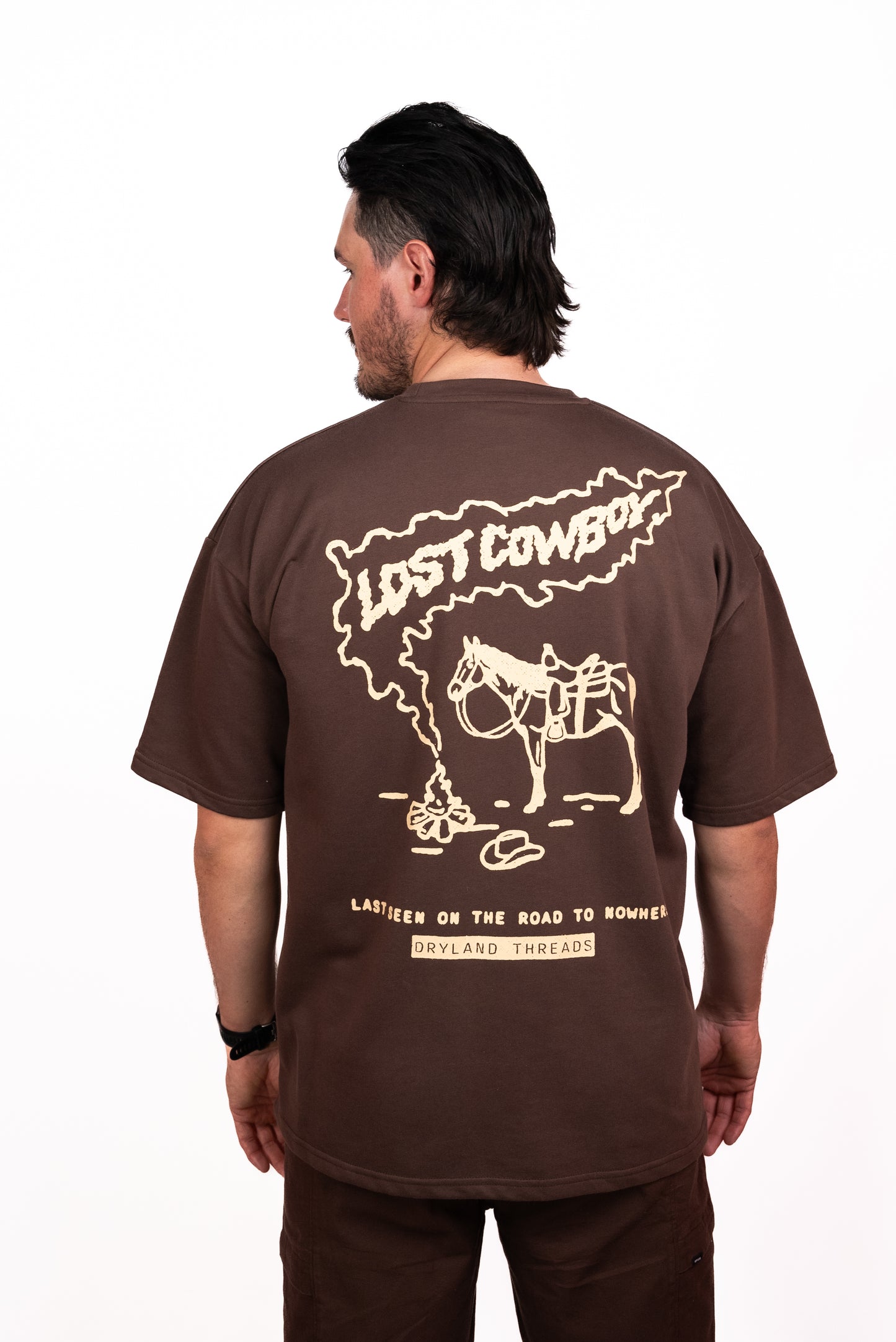 LOST COWBOY O/S Tee Brown