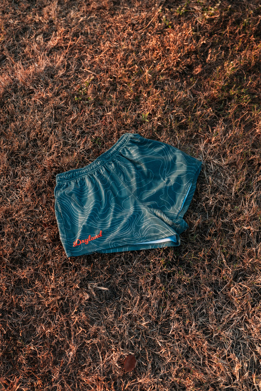 Green Topography Footy Shorts