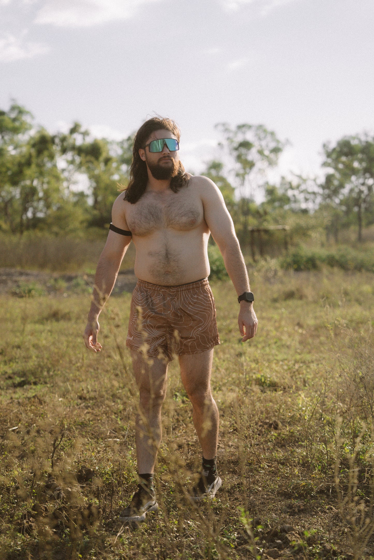 Tan Topography Footy Shorts