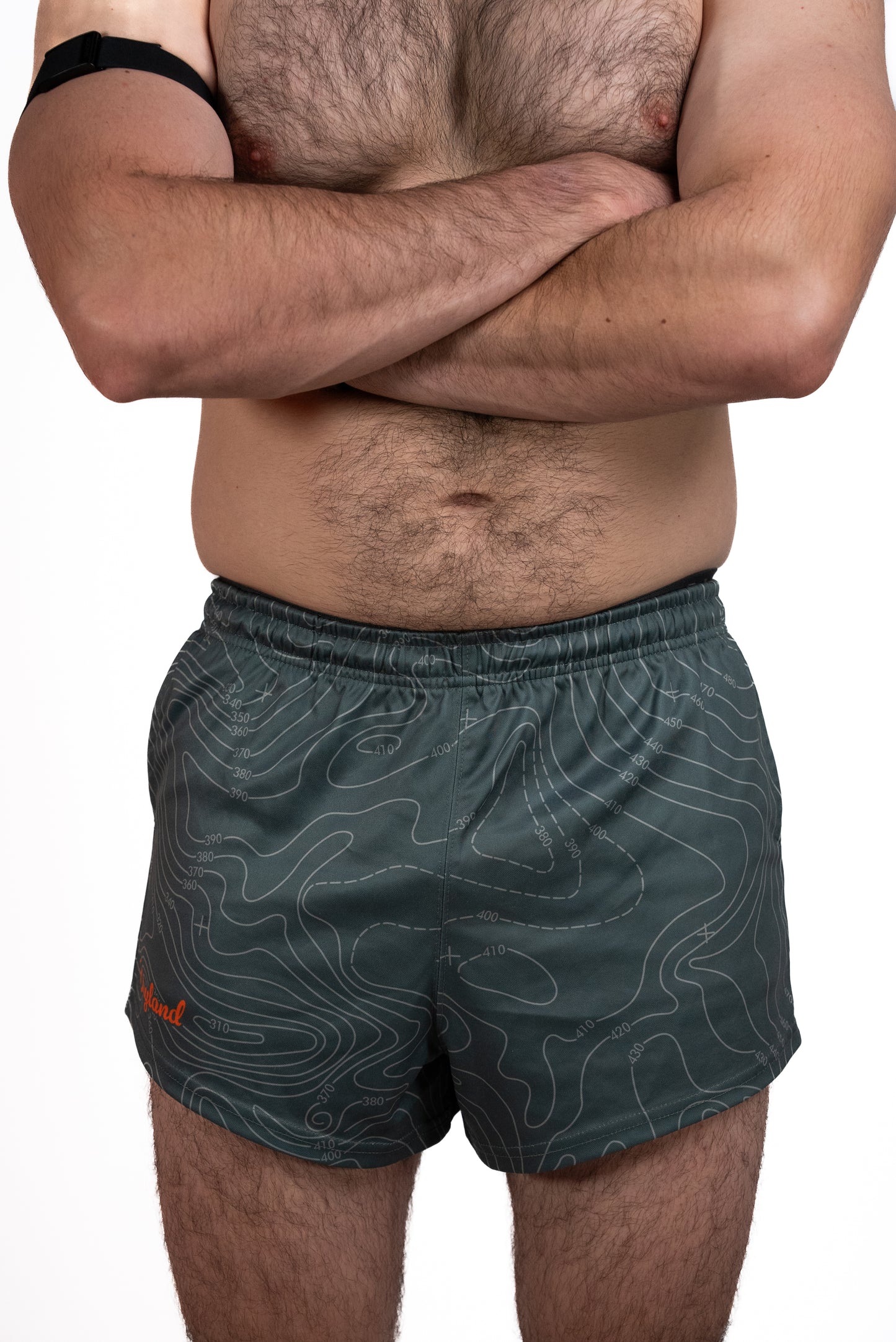 Green Topography Footy Shorts