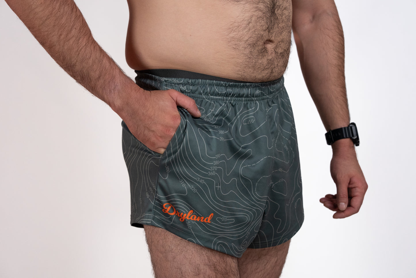 Green Topography Footy Shorts