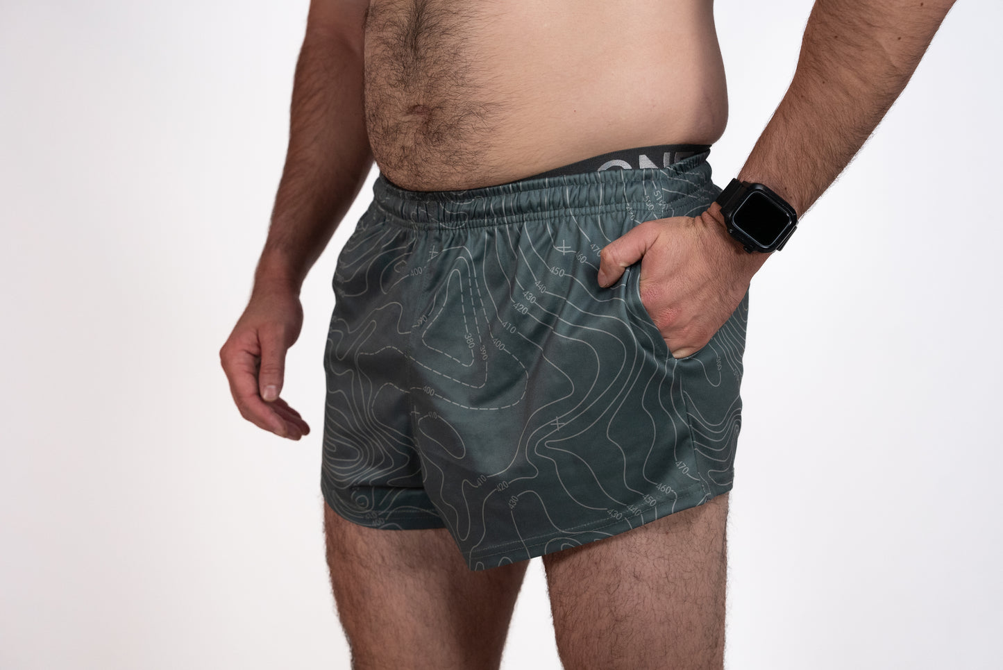 Green Topography Footy Shorts