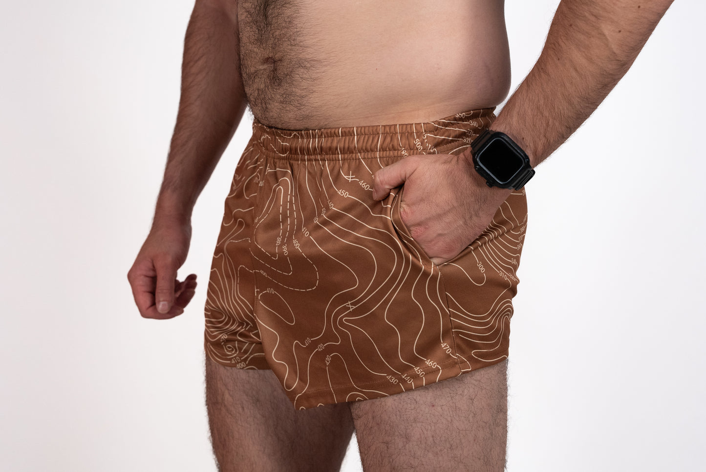 Tan Topography Footy Shorts