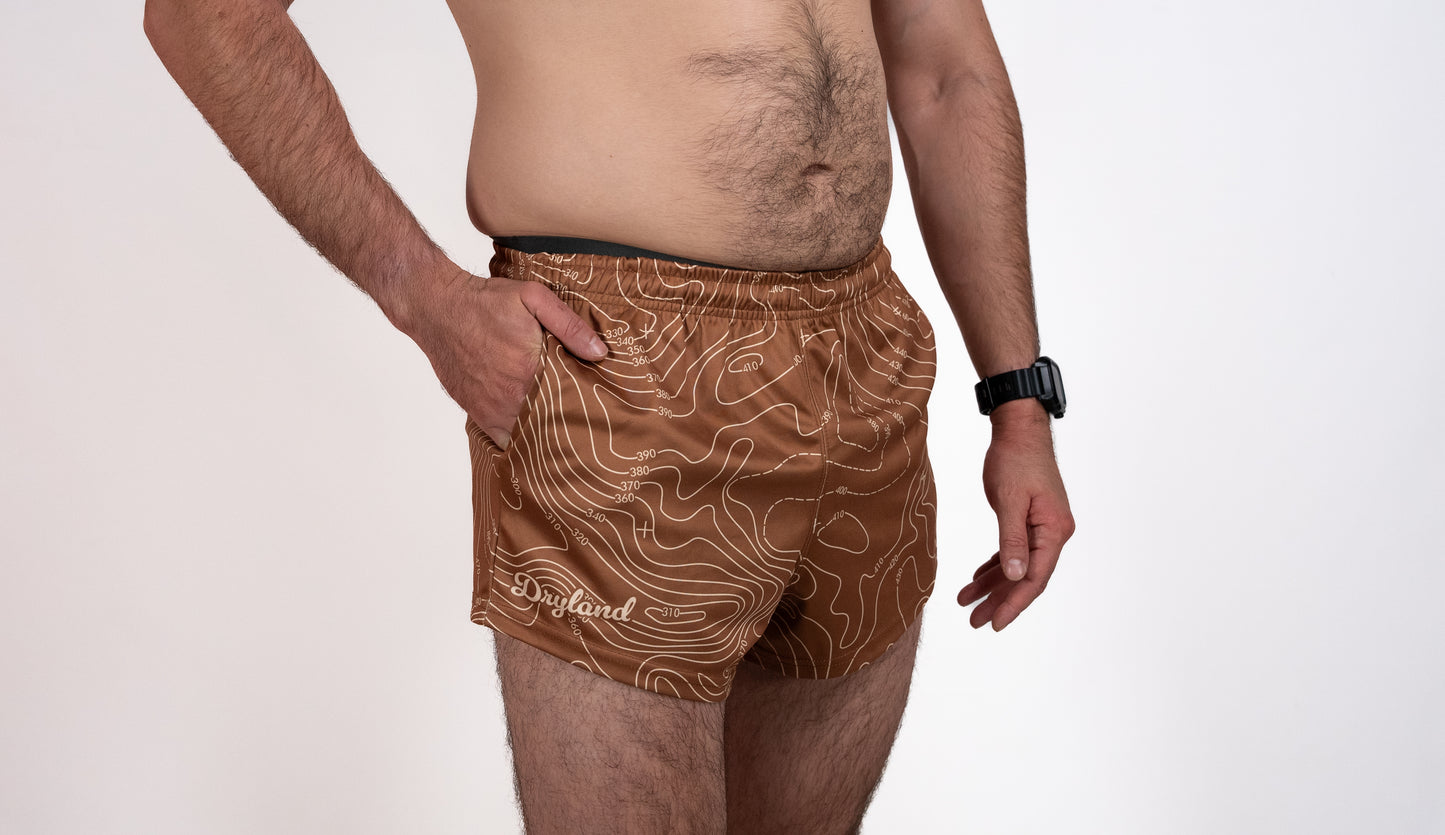 Tan Topography Footy Shorts