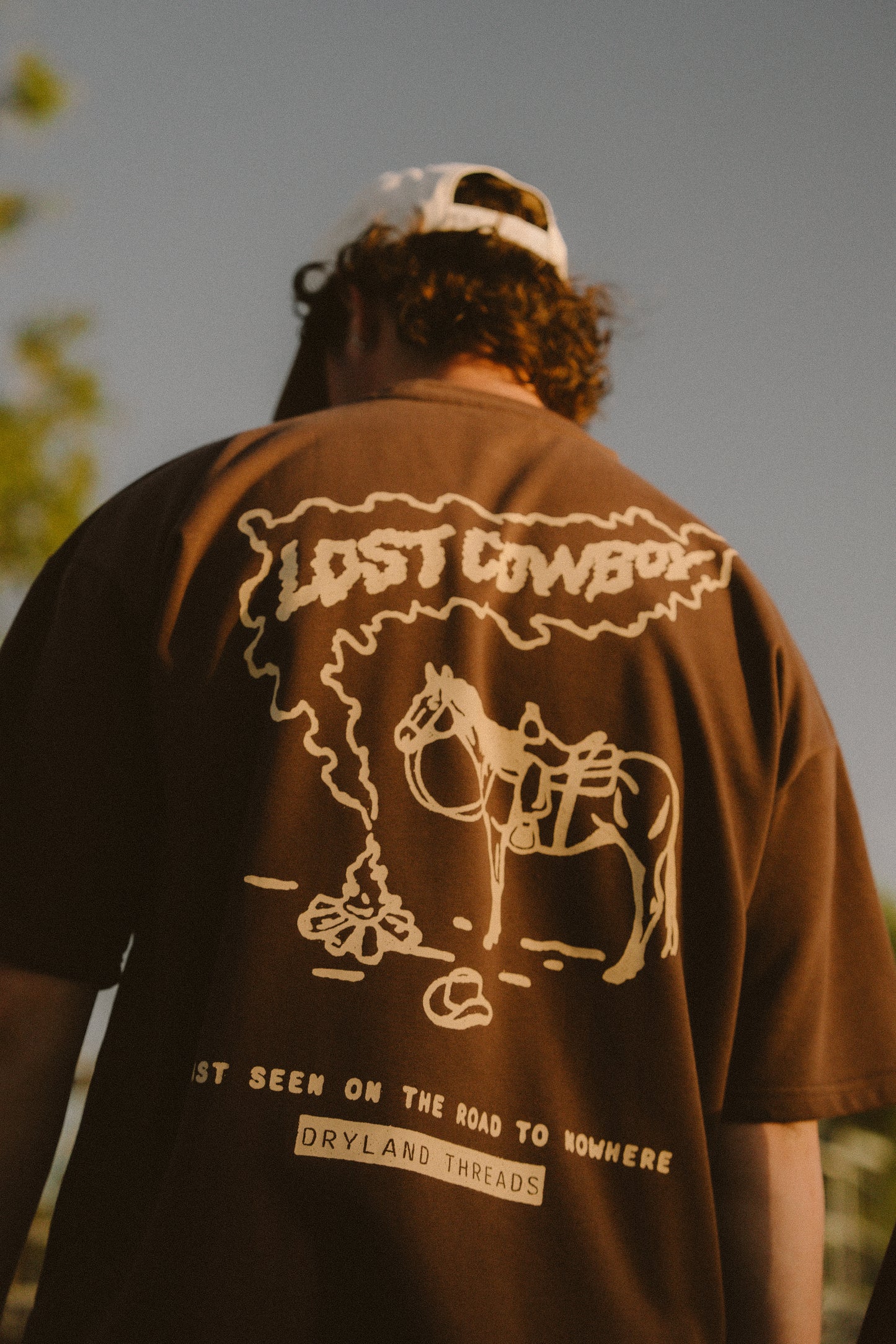 LOST COWBOY O/S Tee Brown